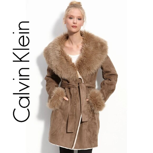 💋GORGEOUS!💋70s Style Faux Suede Shearling Penny Lane Coat in Ash Brown - Picture 1 of 14